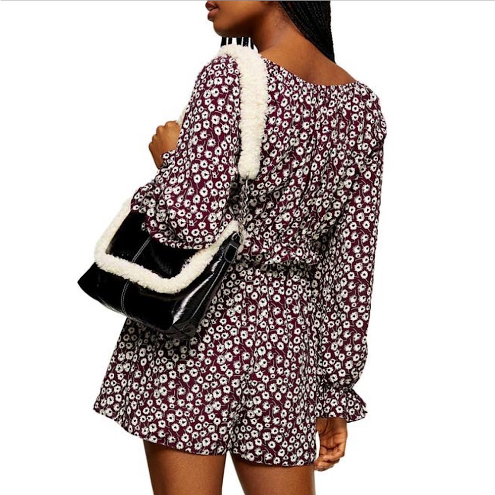 NWT - Topshop Floral Print Prairie Romper - Picture 2 of 9